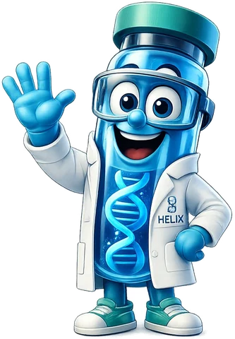 Mr. Helix, the Helix Group Testing mascot